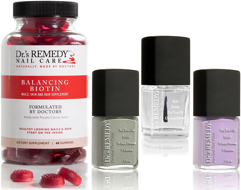 Dr.’s Remedy 4 Pack Nail Polish Treatment – COMEBACK Collection | Non-Toxic Organic Nail Strengthener in Lyrical Lilac & Serenity Sage