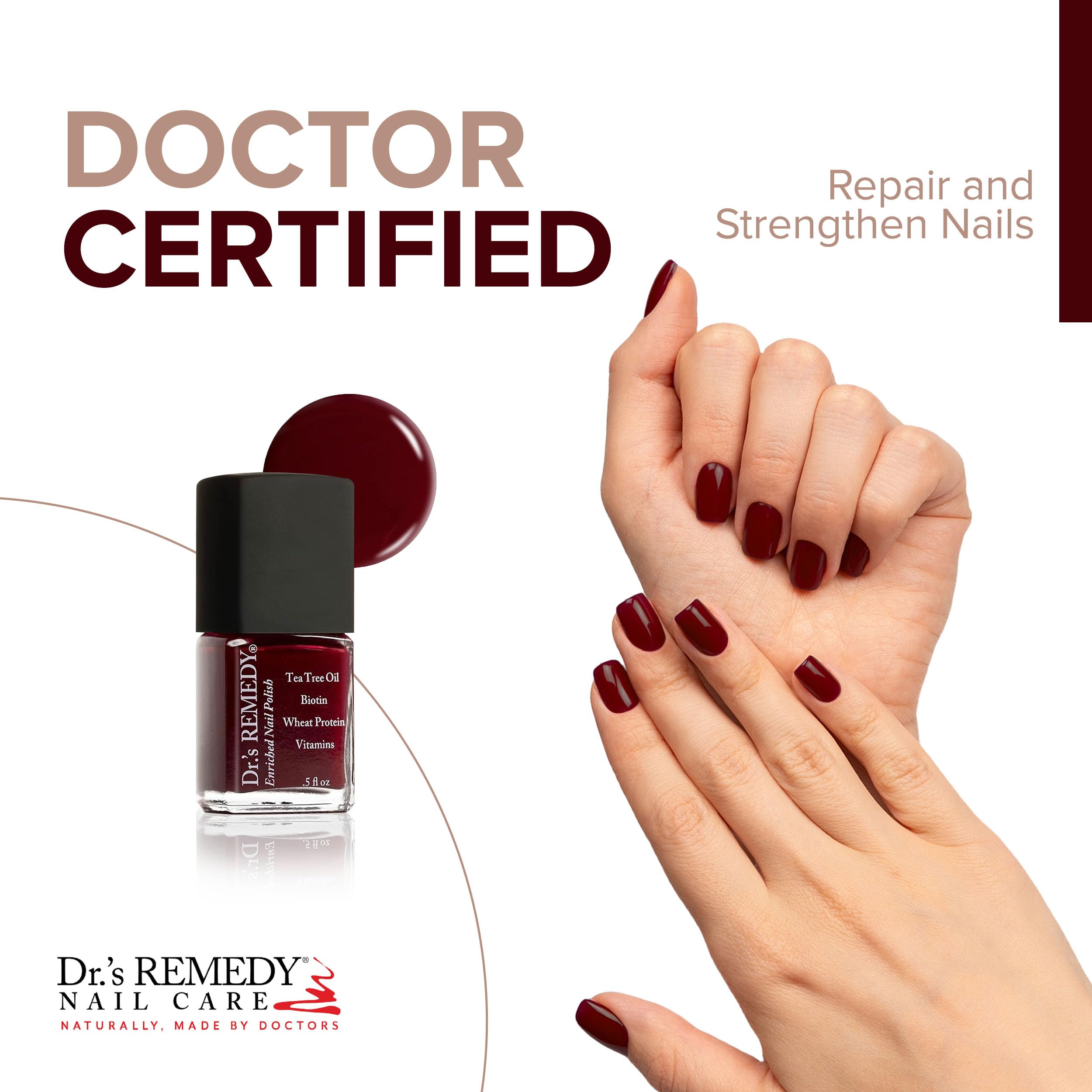 Dr.'s Remedy Enriched Nail Polish SASSY Scarlet – Non-Toxic, All Natural, Doctor Formulated