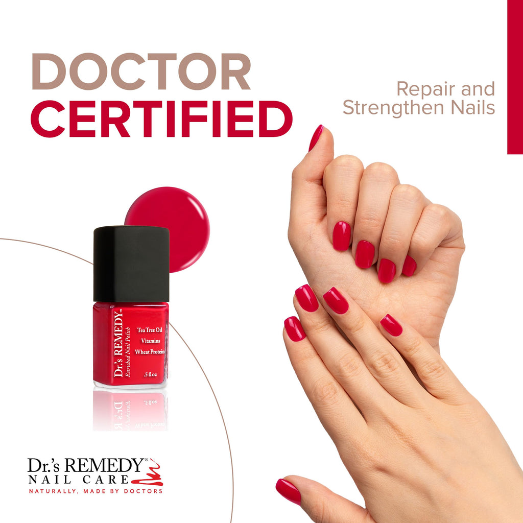 Dr.'s Remedy Enriched Nail Polish Clarity Coral with Base Coat | Quick-Dry, Long-Wear