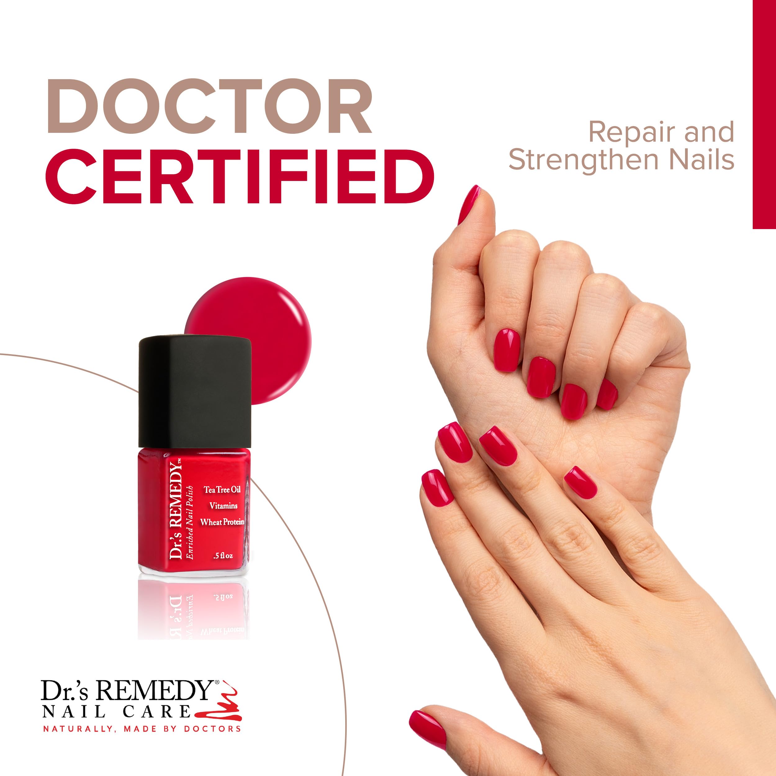 Dr.'s Remedy Enriched Nail Polish Clarity Coral with Base Coat | Quick-Dry, Long-Wear