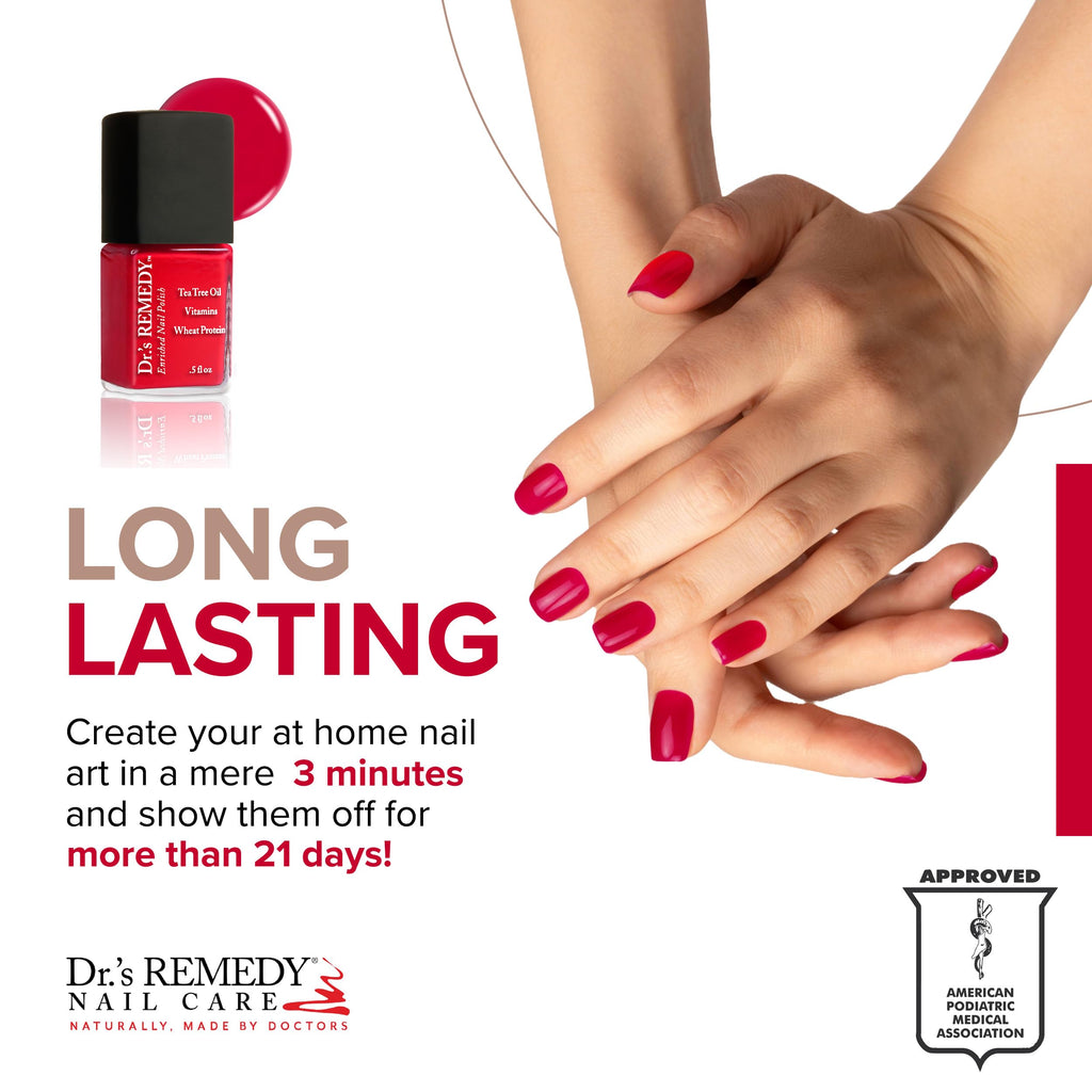 Dr.'s Remedy Enriched Nail Polish Clarity Coral with Base Coat | Quick-Dry, Long-Wear