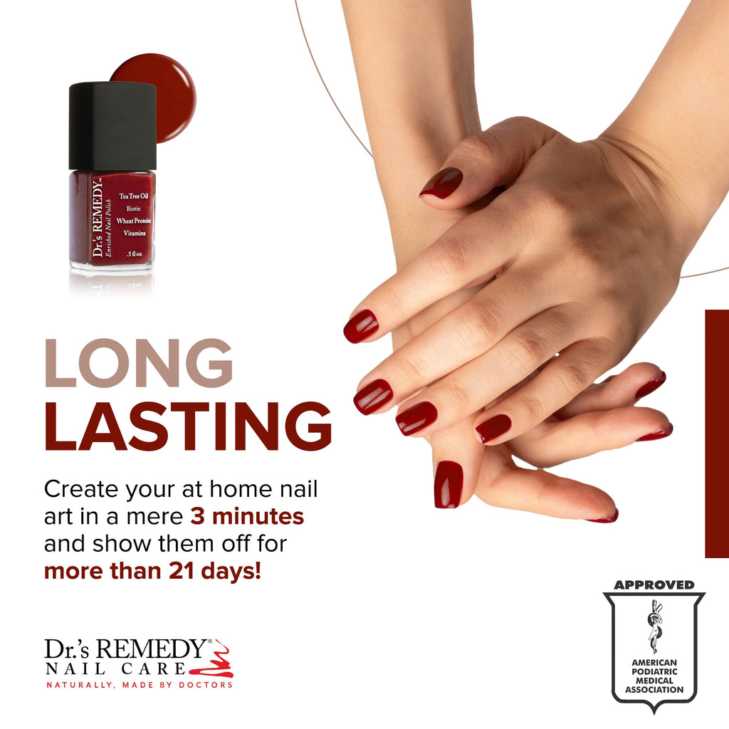 Dr.'s Remedy Enriched Nail Polish – Non-Toxic, 24-Free, Doctor-Formulated (Remedy Red)
