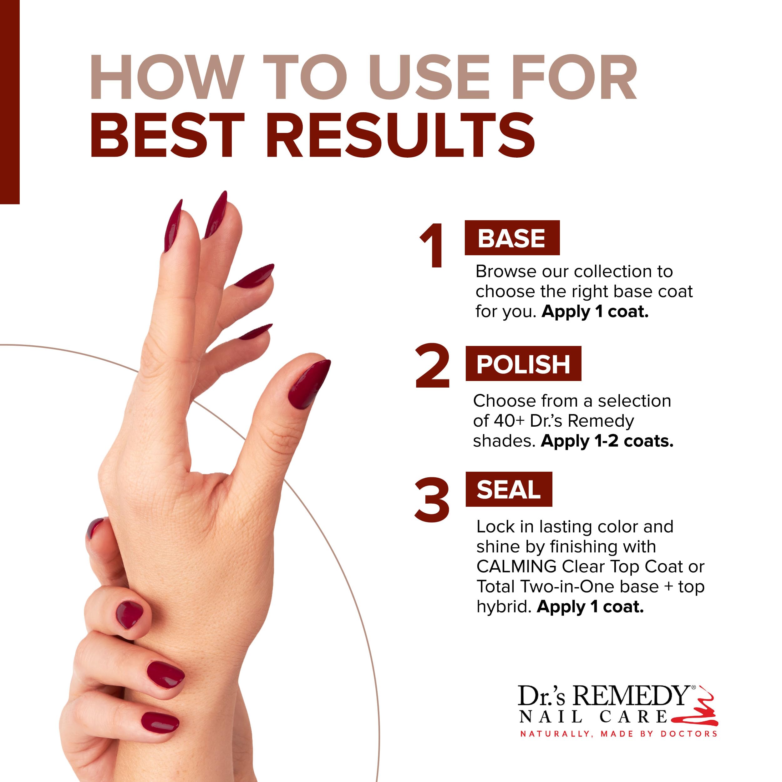 Dr.'s Remedy Enriched Nail Polish – Non-Toxic, 24-Free, Doctor-Formulated (Remedy Red)
