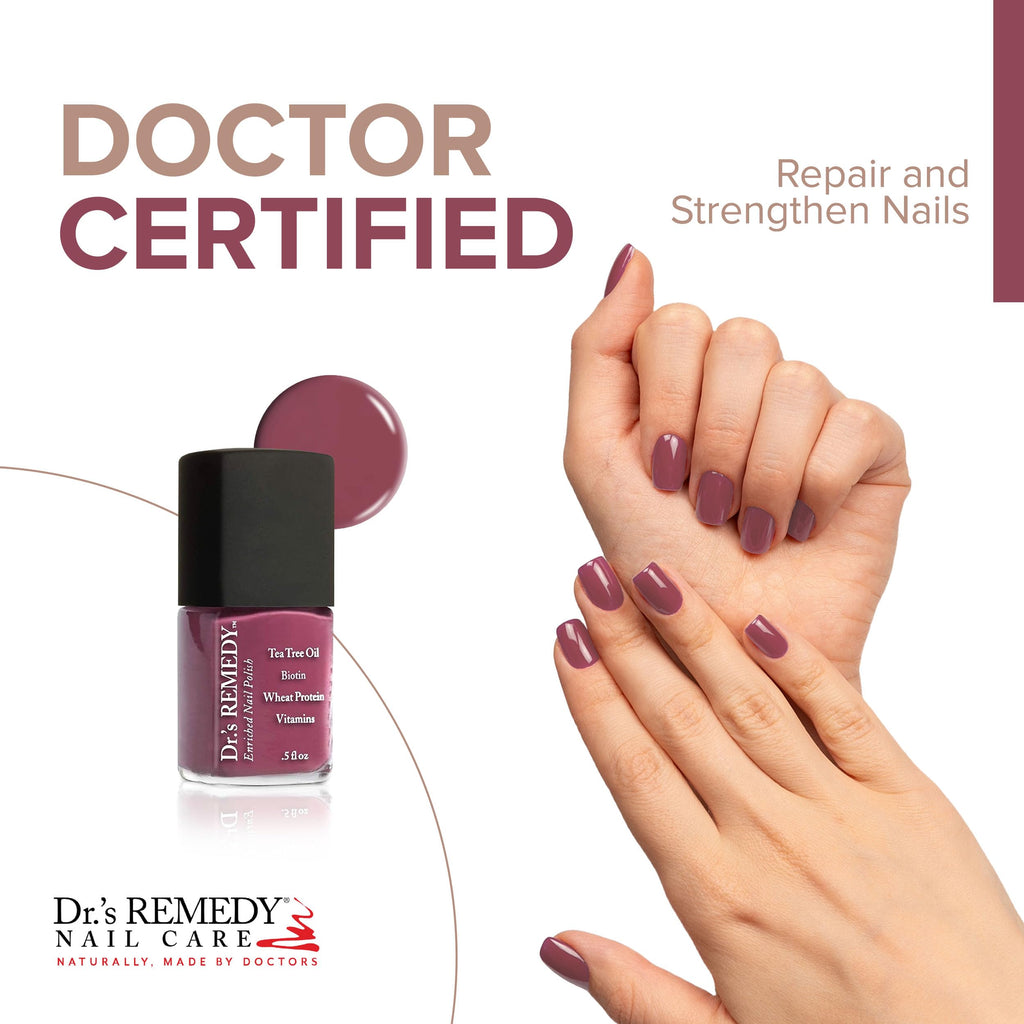 Dr.'s Remedy 3 Pack Nail Polish Kit – Anniversary Set: Brave Berry, Resilient Rose, Total Two-in-One Glaze | Non-Toxic, All-Natural Nail Strengthener