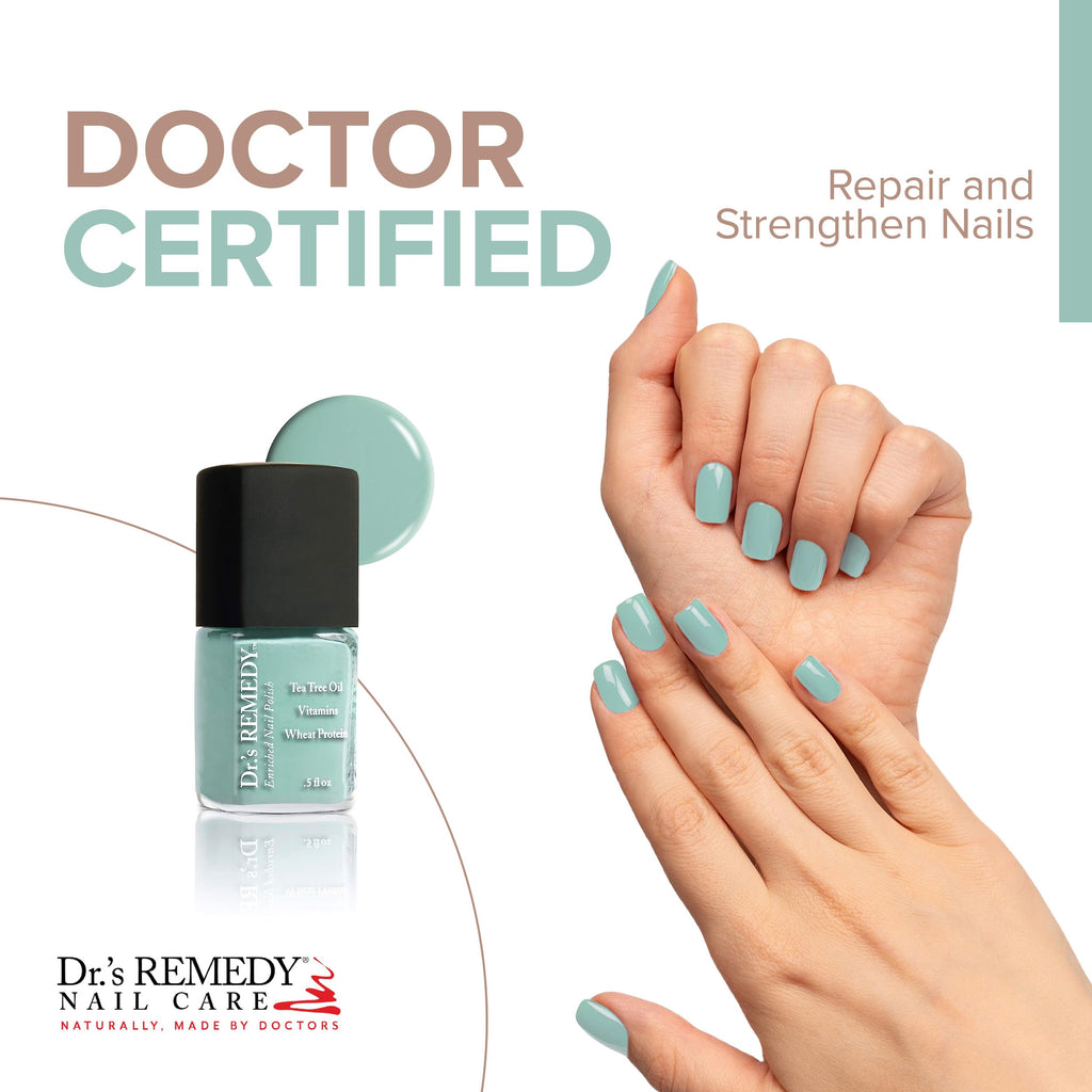 Dr.'s Remedy Enriched Nail Polish – Trusting Turquoise with Base Coat