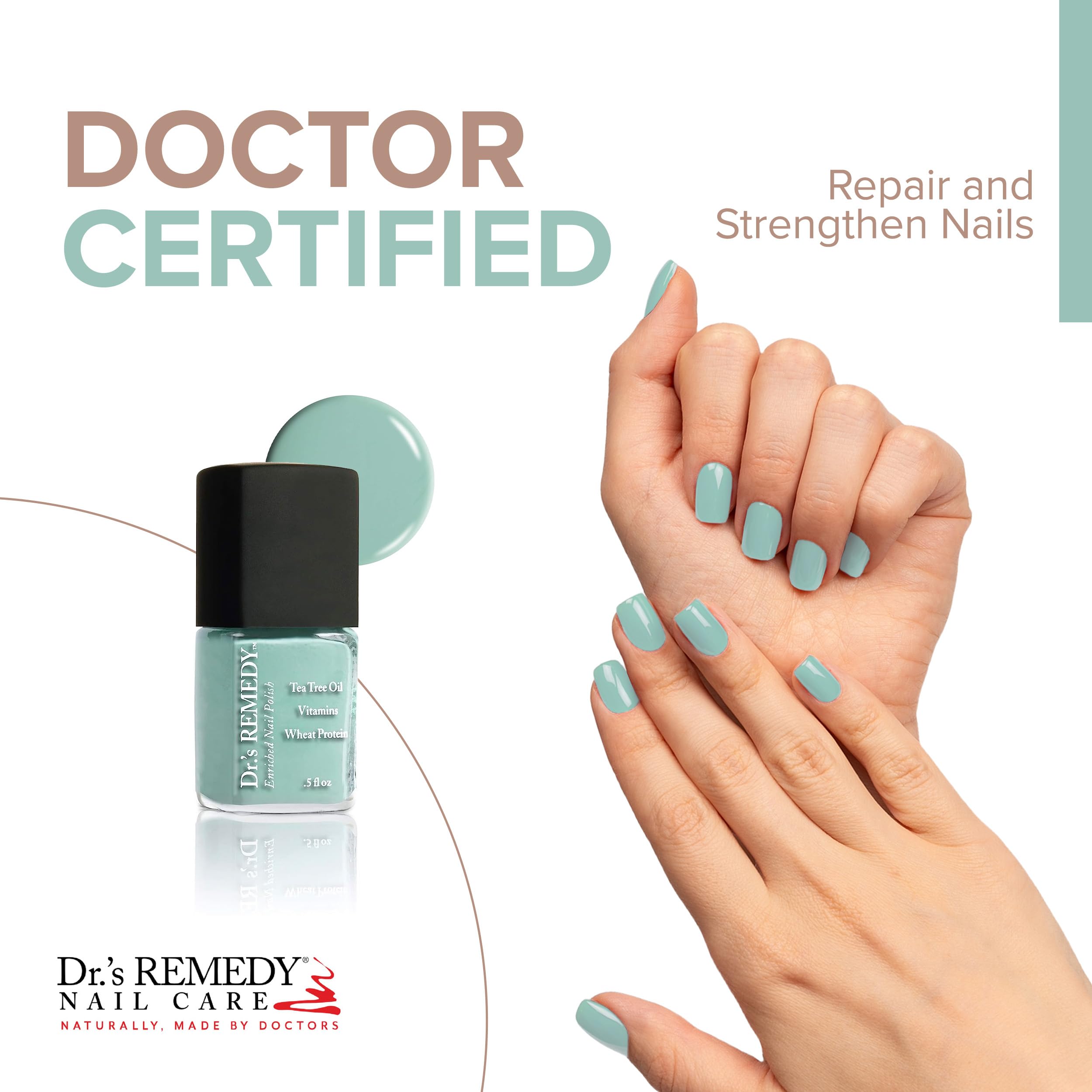 Dr.'s Remedy Enriched Nail Polish – Trusting Turquoise with Base Coat