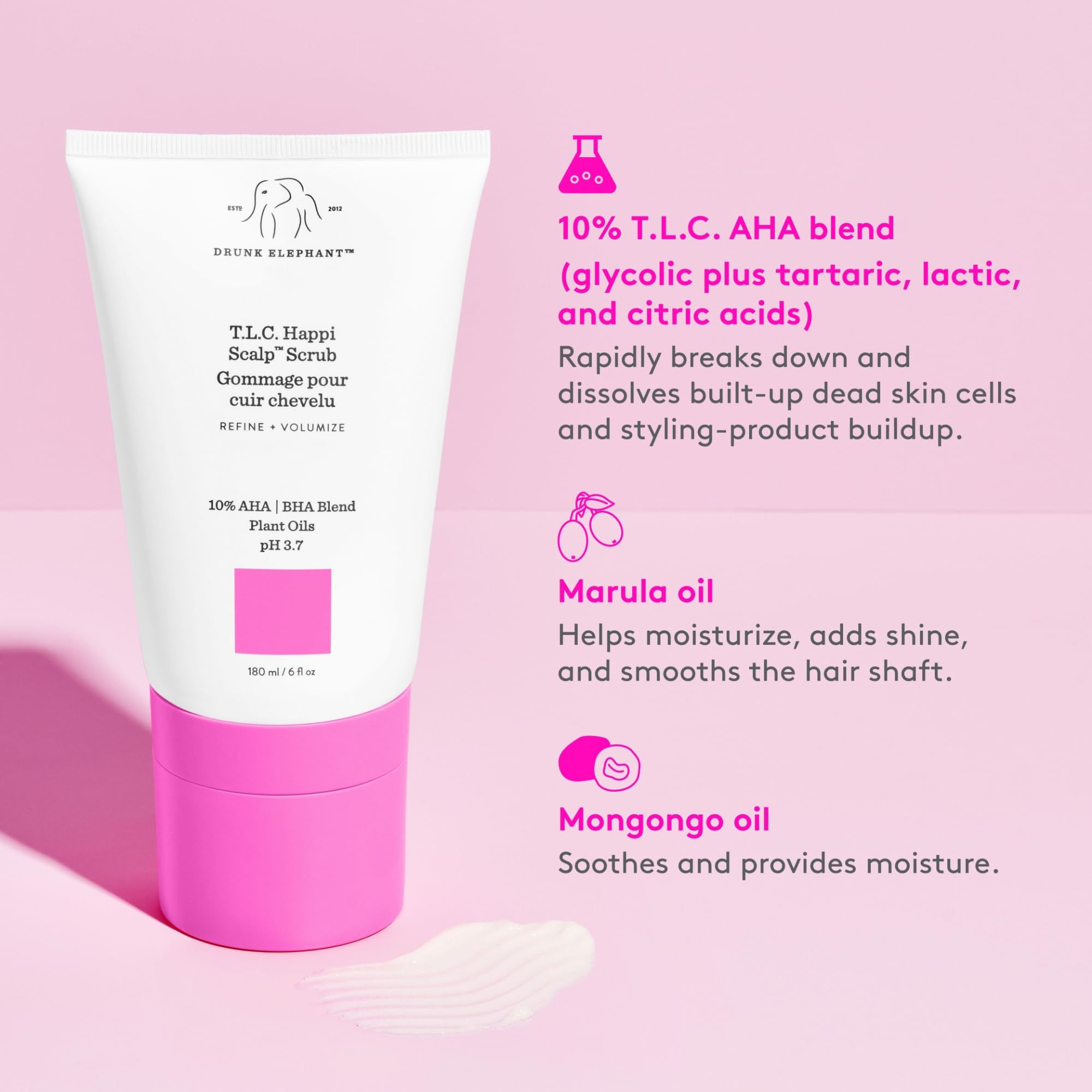 Drunk Elephant T.L.C. Happi Scalp Scrub – 180 ml / 6 oz | Sulfate-Free, Cruelty-Free, Dermatologist-Tested