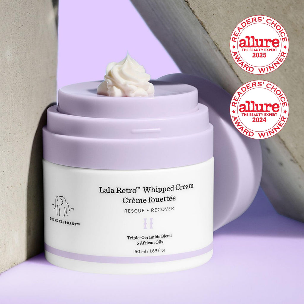 Drunk Elephant Lala Retro Whipped Cream – Ceramide Moisturizer, Clean Clinical Skincare, 15 ml