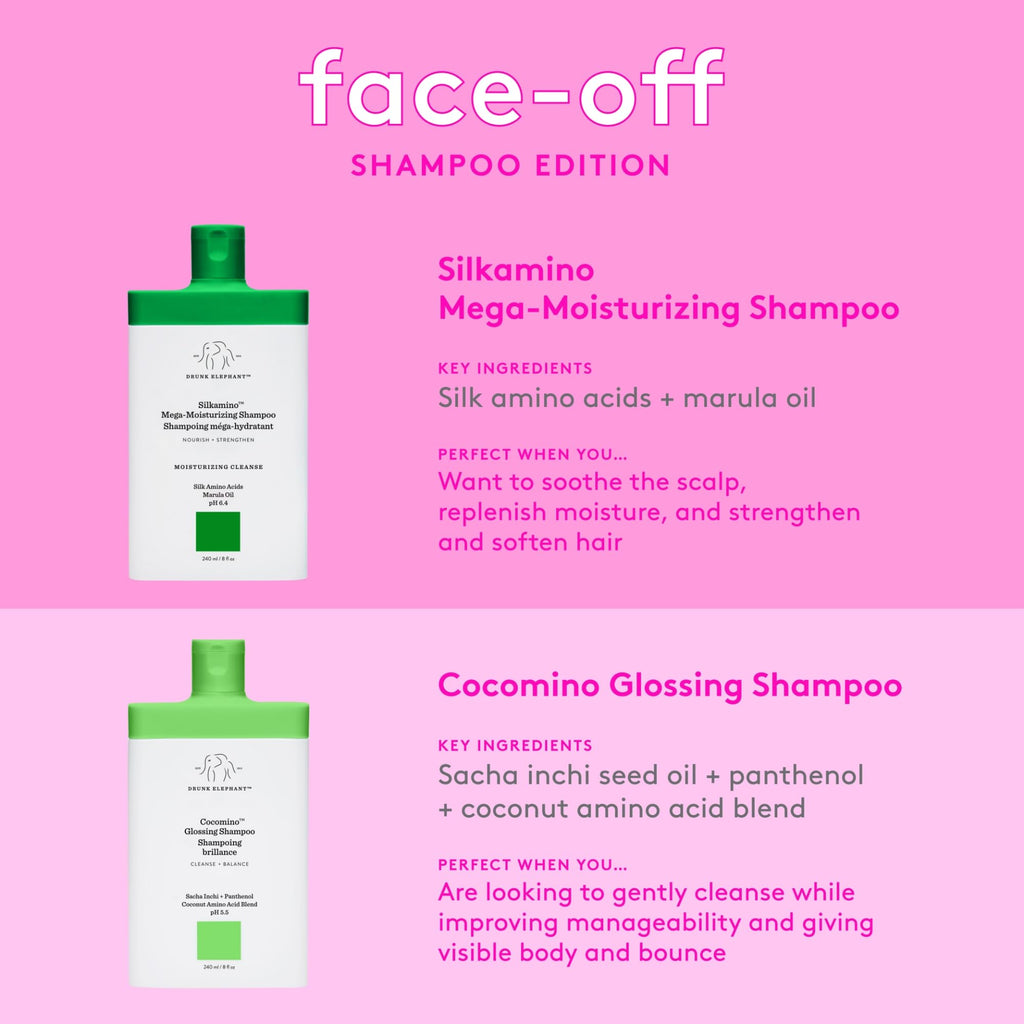 Drunk Elephant Silkamino Mega-Moisturizing Shampoo – Silk Amino Acids, Sulfate-Free, 240 ml