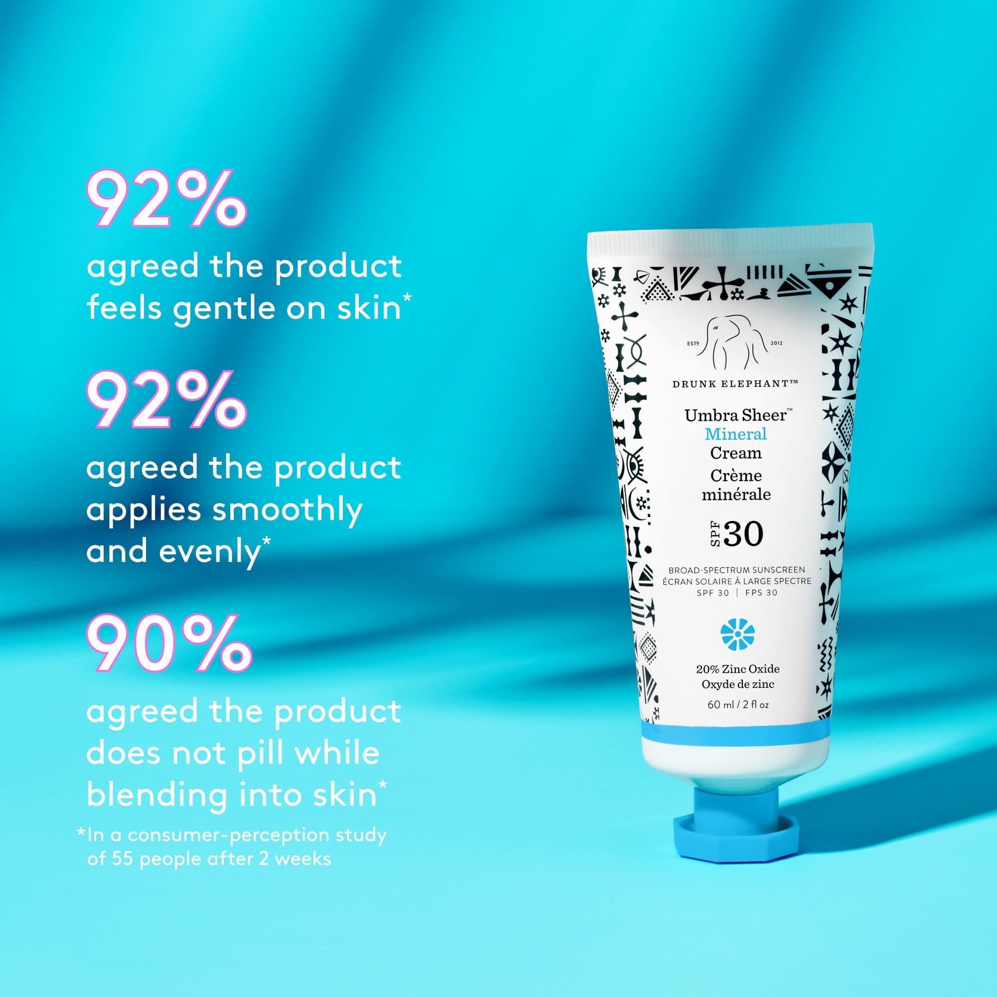 Drunk Elephant Umbra Sheer Mineral Cream SPF 30 – 60 ml / 2 fl oz | Clean Mineral Sunscreen