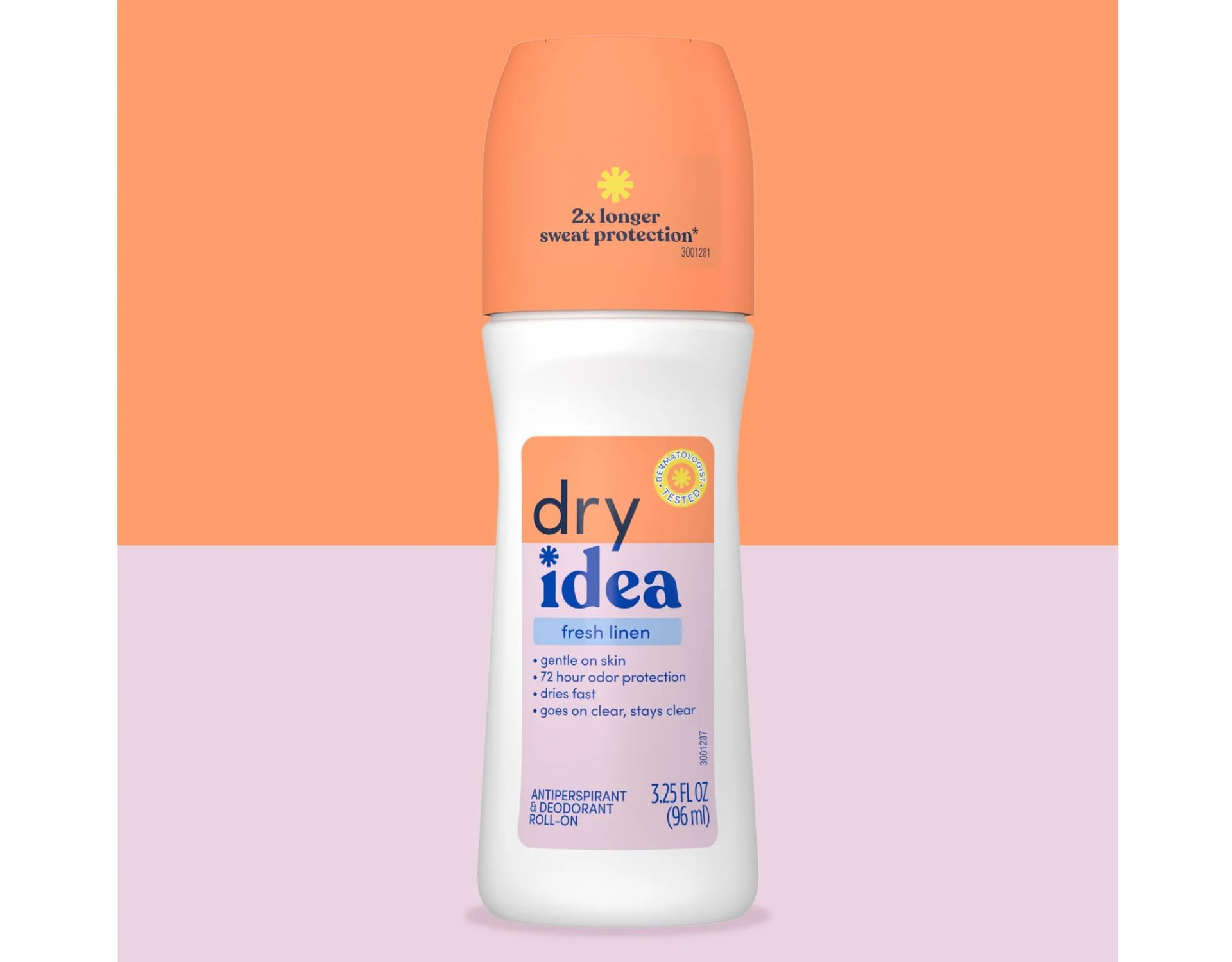 Dry Idea Fresh Linen Roll-On Antiperspirant Deodorant – 3.25 oz x6 | Silky, Quick-Dry, Clear Finish