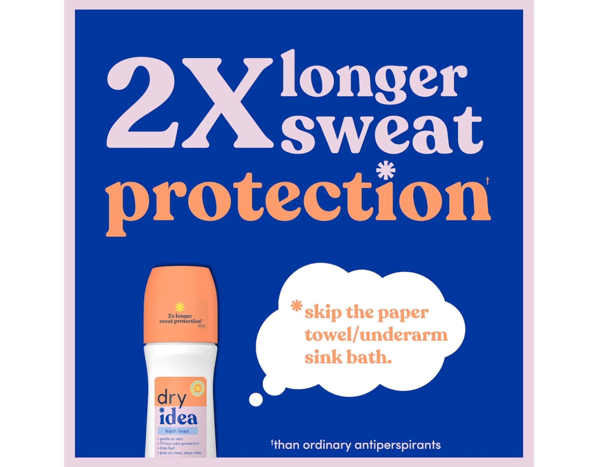 Dry Idea Fresh Linen Roll-On Antiperspirant Deodorant – 3.25 oz x6 | Silky, Quick-Dry, Clear Finish