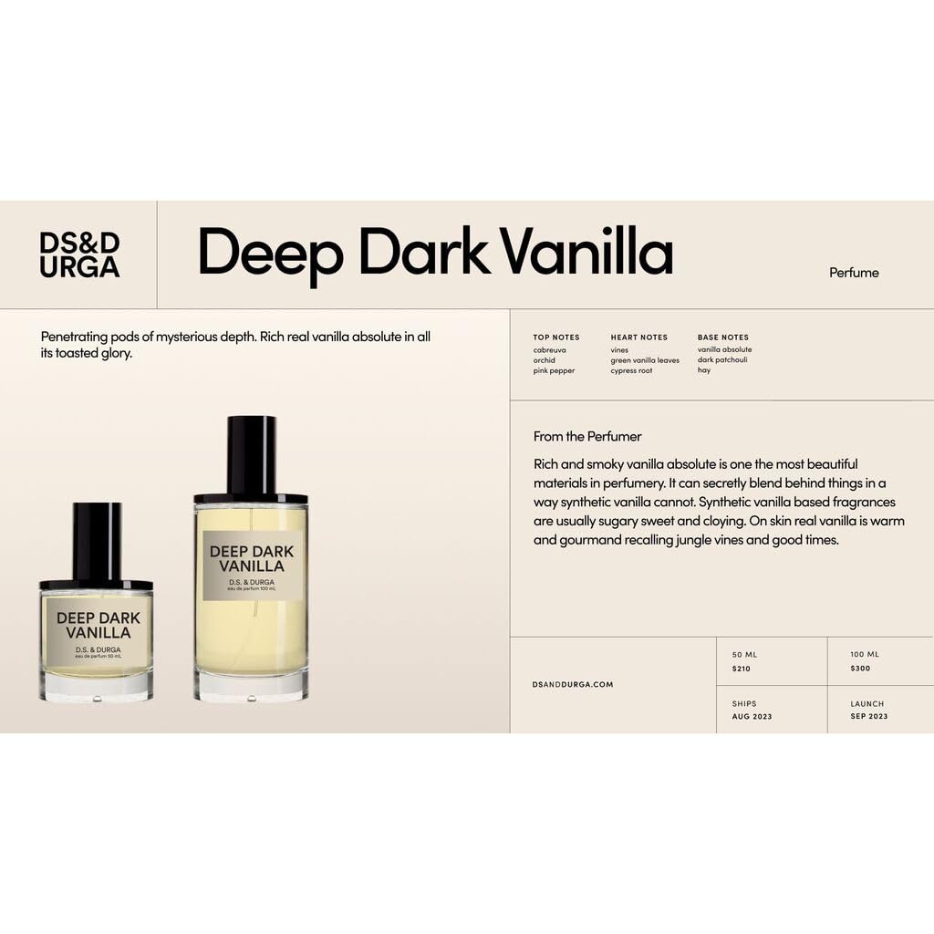 DS & Durga Deep Dark Vanilla Eau de Parfum 50 ml – Unisex, Rich Vanilla Absolute