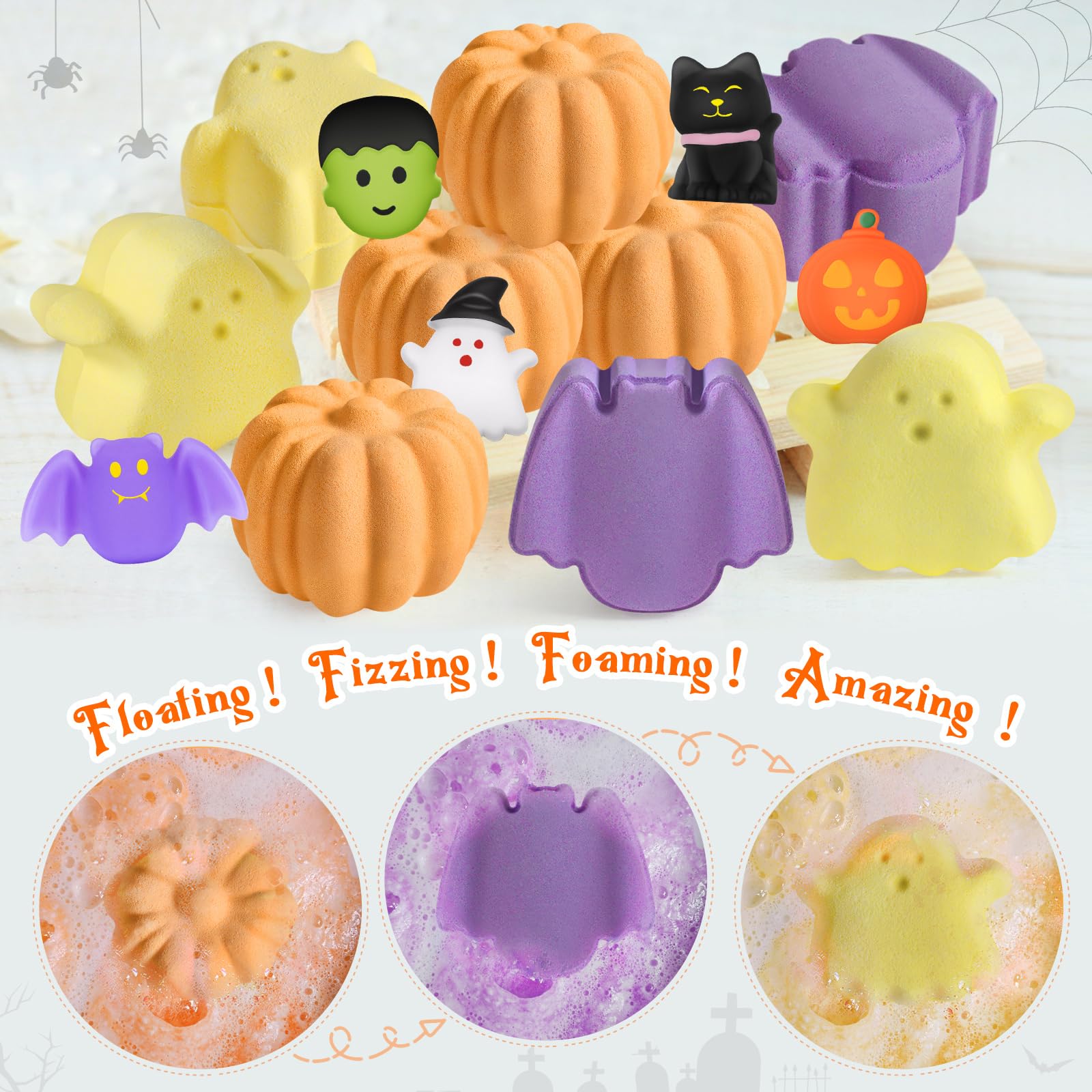 Duchong 9-Pack Halloween Bath Bombs for Kids – Surprise Toy Inside, Treat Bags Gift