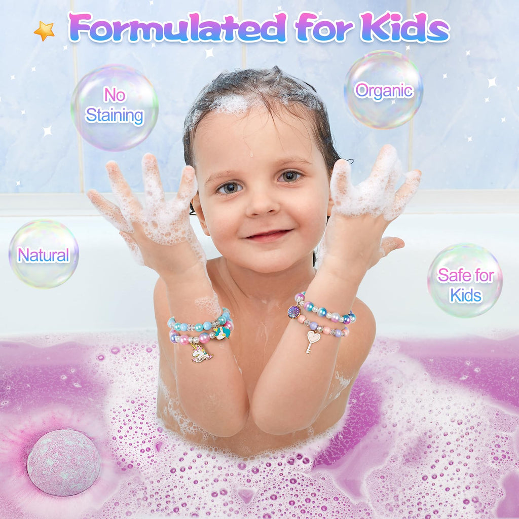 Duchong Unicorn Bath Bombs for Kids – 8-Pack with Surprise Toy Inside, Natural Fizzy Bath Kit for Girls 3–8