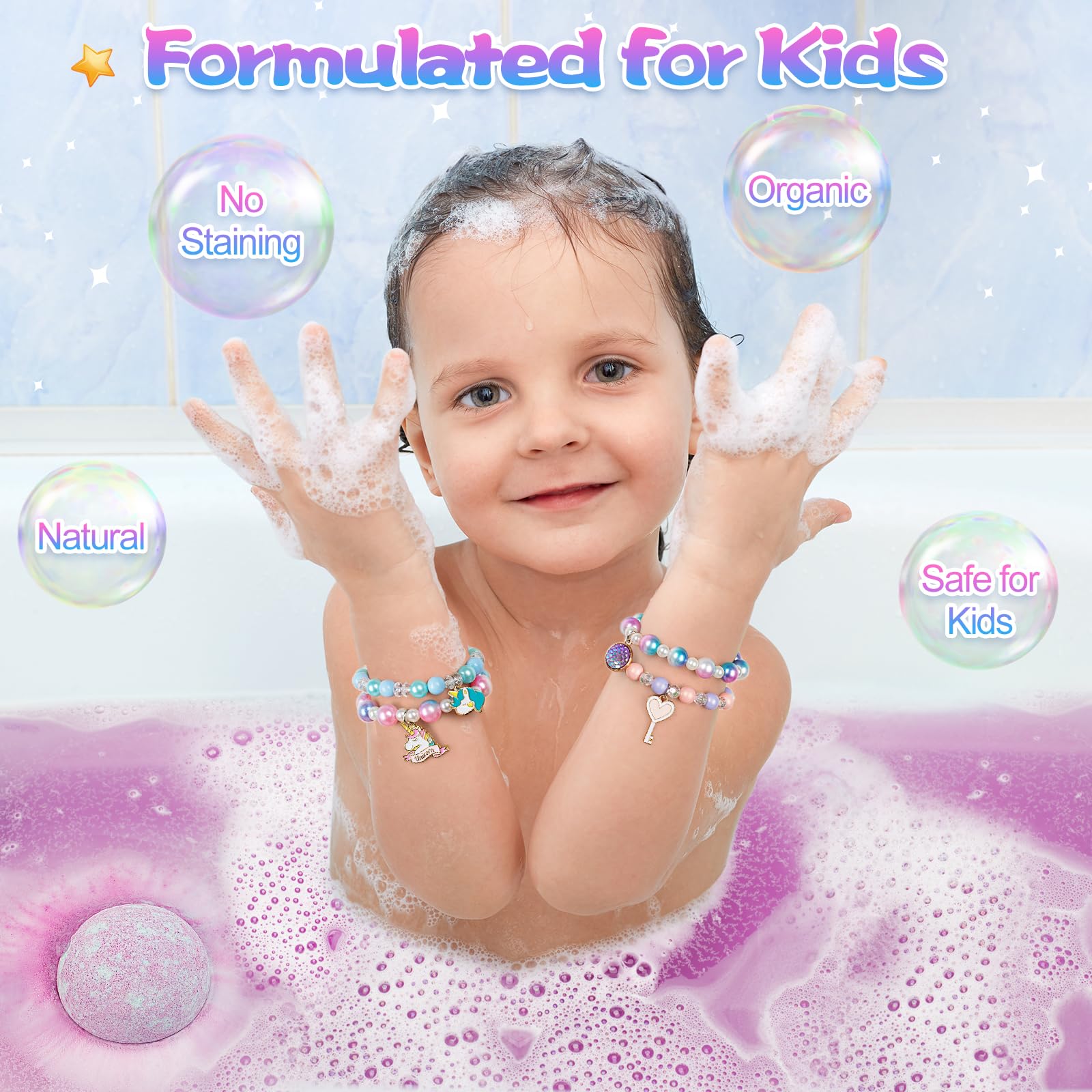 Duchong Unicorn Bath Bombs for Kids – 8-Pack with Surprise Toy Inside, Natural Fizzy Bath Kit for Girls 3–8