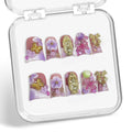 Duck Handmade Press-On Nails Purple-White Gradient | 3D Flower, Lollipop & Bow Design (10pcs)
