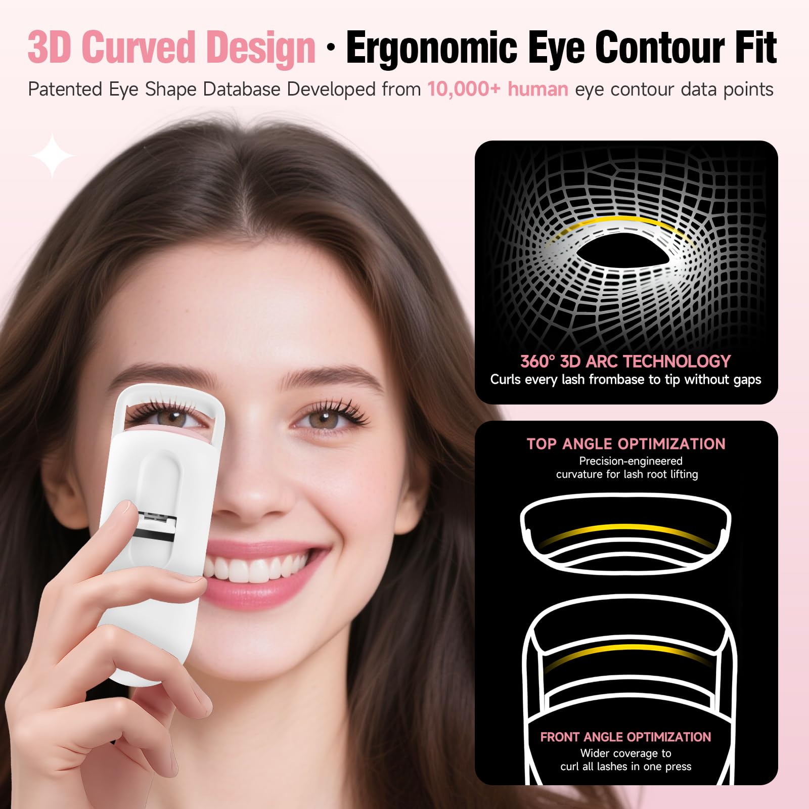 DUDUDU Heated Eyelash Curler – Portable Mini, 2-Temp, Type-C Recharge, 10s Heat