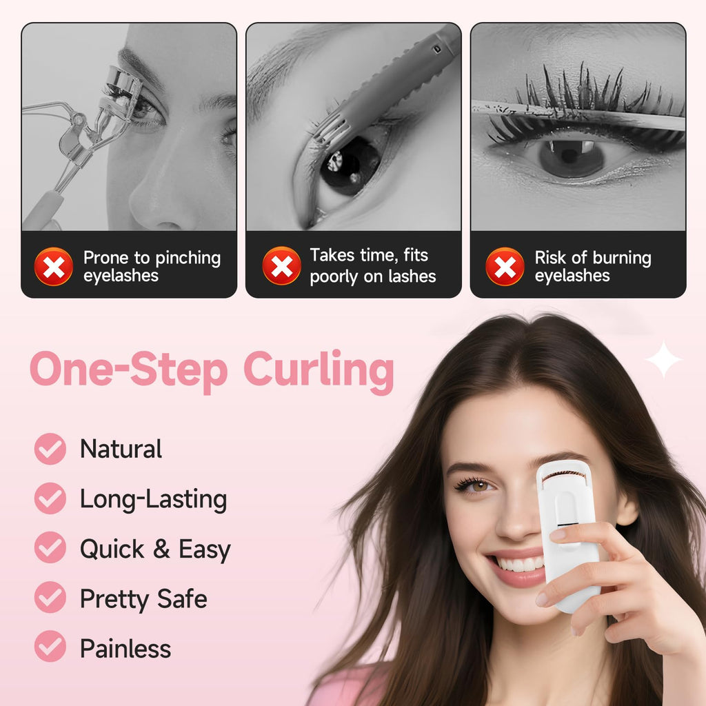DUDUDU Heated Eyelash Curler – Portable Mini, 2-Temp, Type-C Recharge, 10s Heat