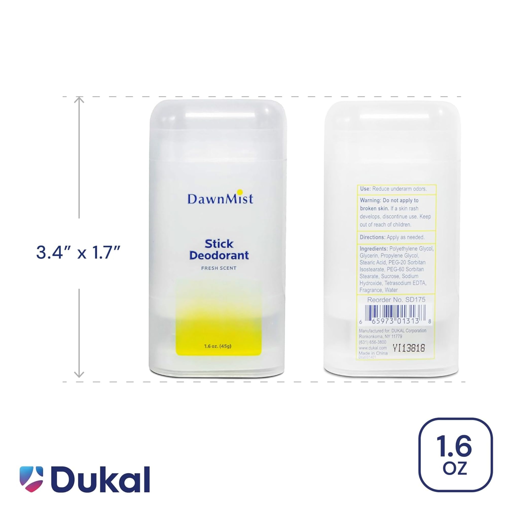 Dukal Dawn Mist Stick Deodorant, Fresh Scent – 1.6 oz, 10-Pack | DawnMist