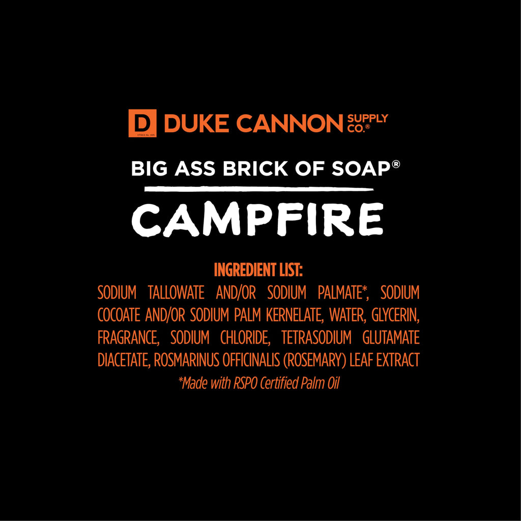 Duke Cannon Big Brick Soap Campfire 10oz 3-Pack – Smoky Hickory, American-Made