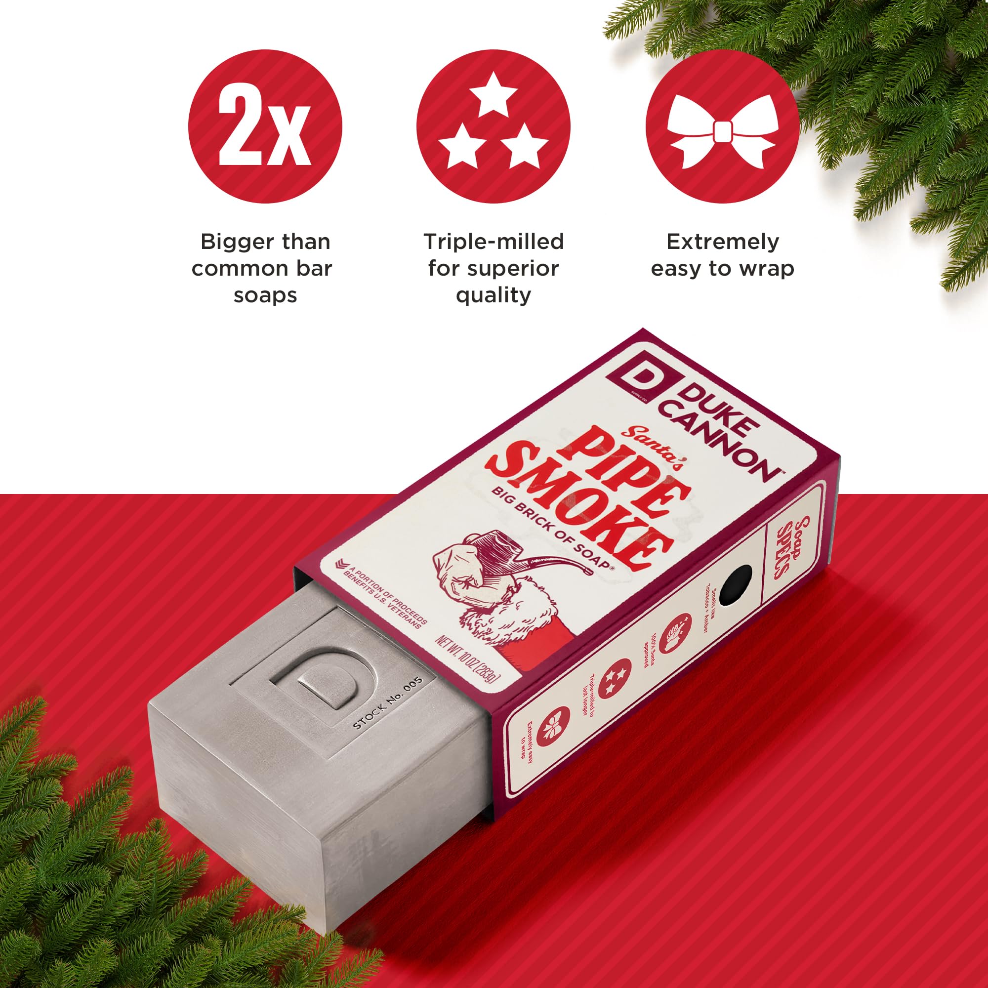 Duke Cannon Big Brick of Soap Holiday 4-Pack for Men – 10 oz Each – Long-Lasting Triple-Milled Bar Soaps in Holiday Scents