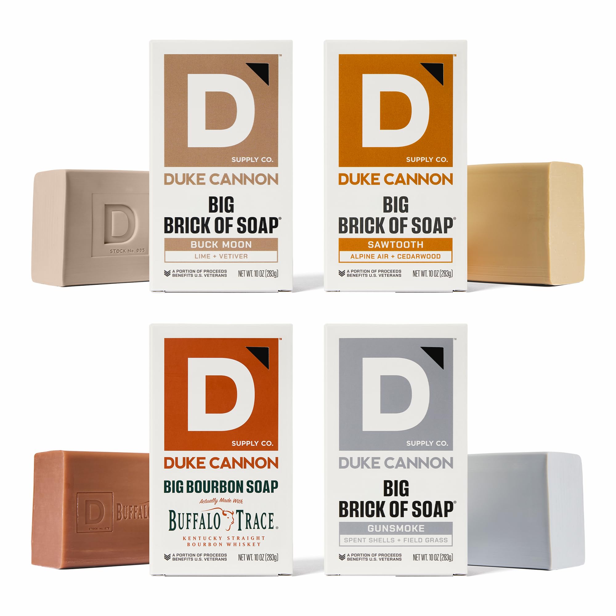 Duke Cannon Large Bar Soap Bundle – 4 Pack (Gun Smoke, Buck Moon, Sawtooth & Bourbon)