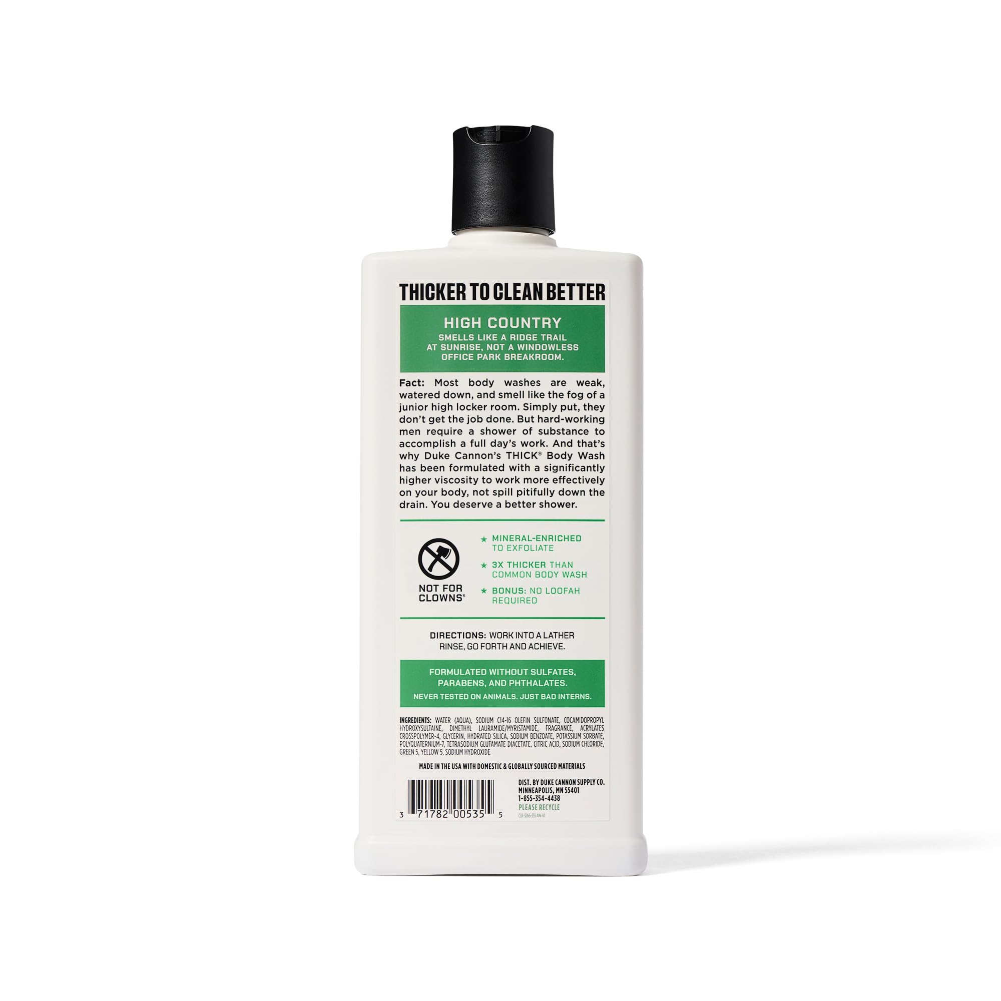 Duke Cannon Supply Co. Thick High-Viscosity Body Wash for Men High Country – Premium Ingredients, Plant-Based Thickeners, Superior Lather, Natural Exfoliate, 17.5 Fl Oz (3 Pack)