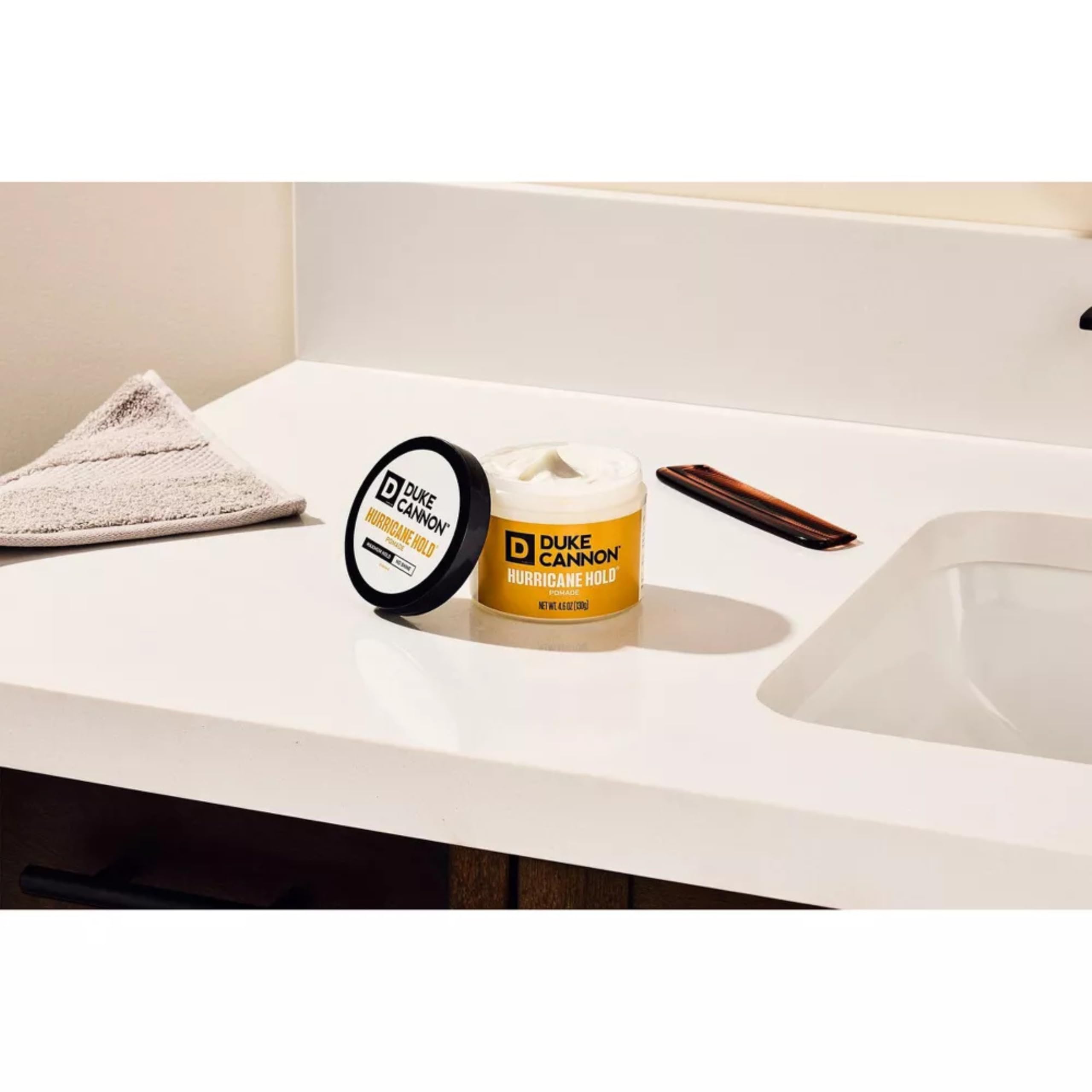 Duke Cannon Hurricane Hold Pomade – Extra Strong, No Shine, Water-Based, 4.6 oz