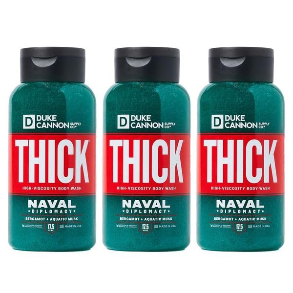 Duke Cannon Supply Co. THICK High-Viscosity Body Wash for Men – Naval Diplomacy Scent, 17.5oz 3-Pack
