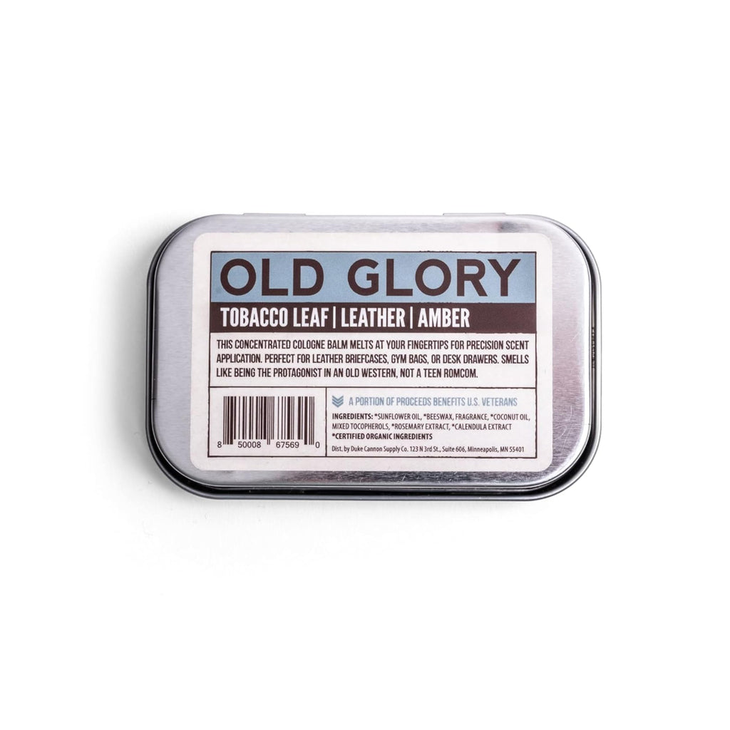 Old Glory Solid Cologne by Duke Cannon – Tobacco, Amber & Leather, 1.5 oz Travel Tin