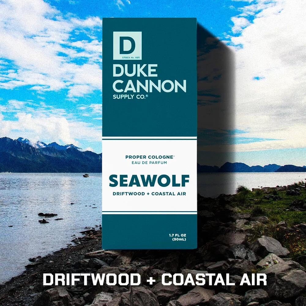 Duke Cannon Proper Cologne Seawolf | Driftwood & Coastal Air – Subtle, Long-Lasting Men’s Eau de Parfum 1.7 fl oz