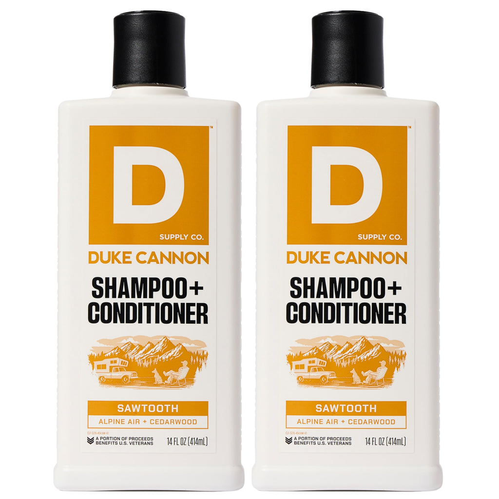 Duke Cannon Sawtooth 2-in-1 Hair Wash – Gentle Cleansing Shampoo & Conditioner for Men, 14 oz, 2-Pack