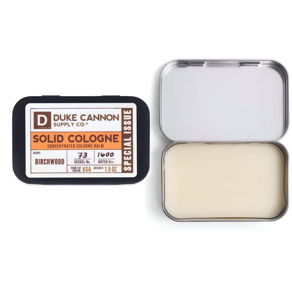 Duke Cannon Supply Co. Solid Cologne Birchwood Balm – 1.5 oz, Travel-Ready