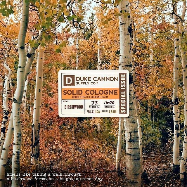 Duke Cannon Supply Co. Solid Cologne Birchwood Balm – 1.5 oz, Travel-Ready