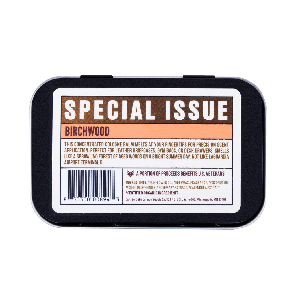 Duke Cannon Supply Co. Solid Cologne Birchwood Balm – 1.5 oz, Travel-Ready