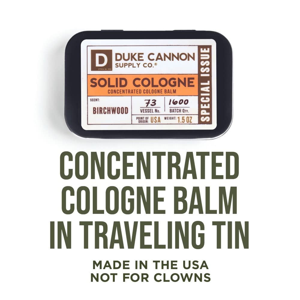 Duke Cannon Supply Co. Solid Cologne Birchwood Balm – 1.5 oz, Travel-Ready