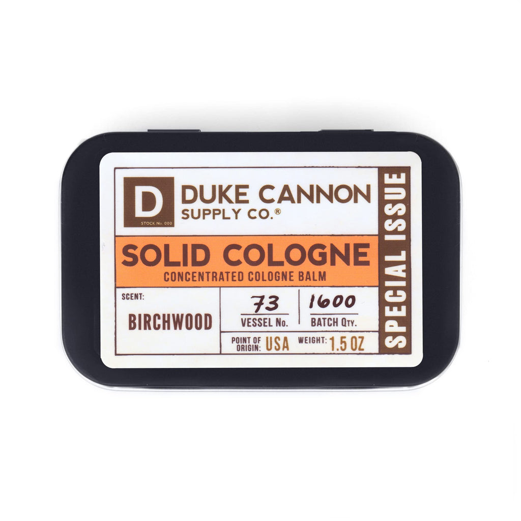 Duke Cannon Supply Co. Solid Cologne Birchwood Balm – 1.5 oz, Travel-Ready