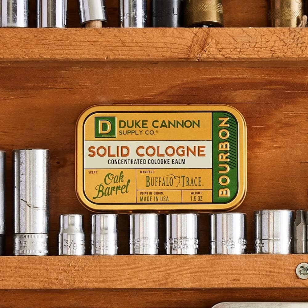 Duke Cannon Solid Cologne Bourbon – Woodsy Oak Barrel Scent, 1.5 oz