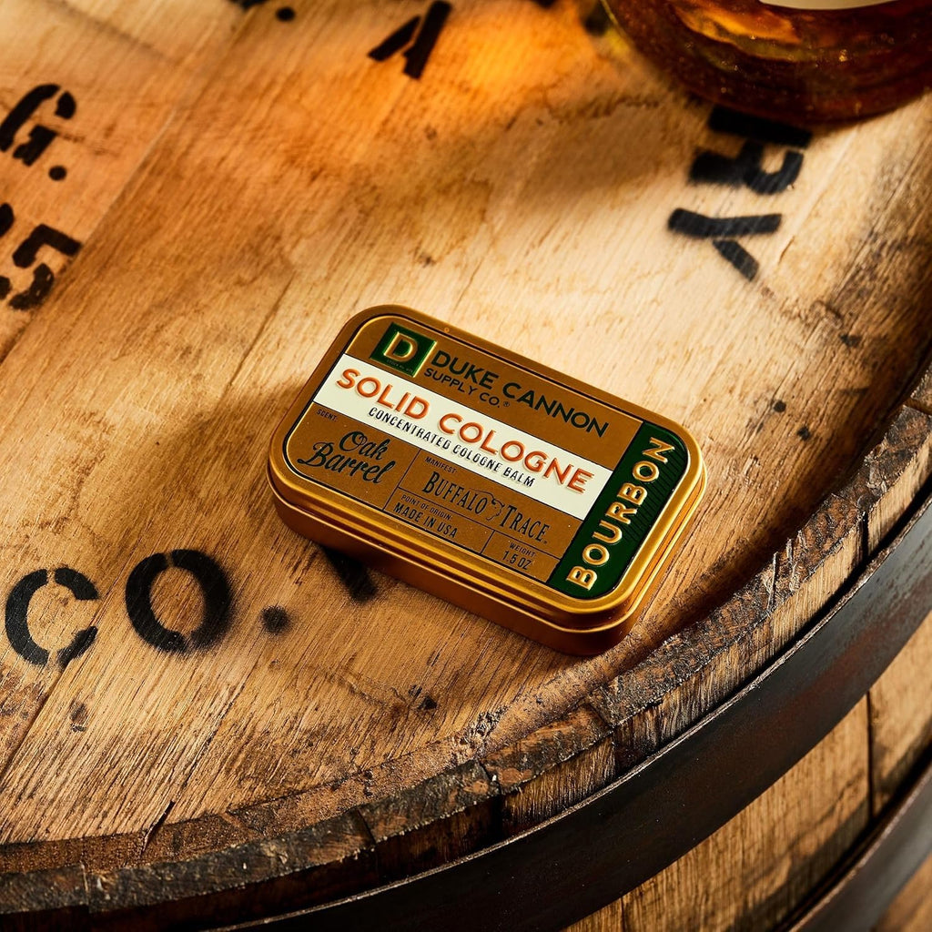 Duke Cannon Solid Cologne Bourbon – Woodsy Oak Barrel Scent, 1.5 oz