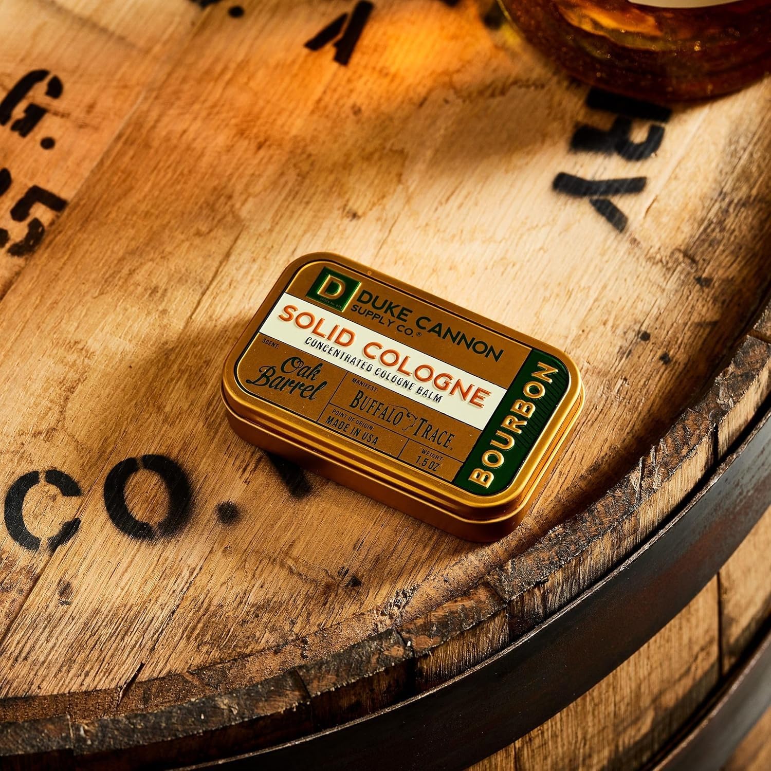 Duke Cannon Solid Cologne Bourbon – Woodsy Oak Barrel Scent, 1.5 oz