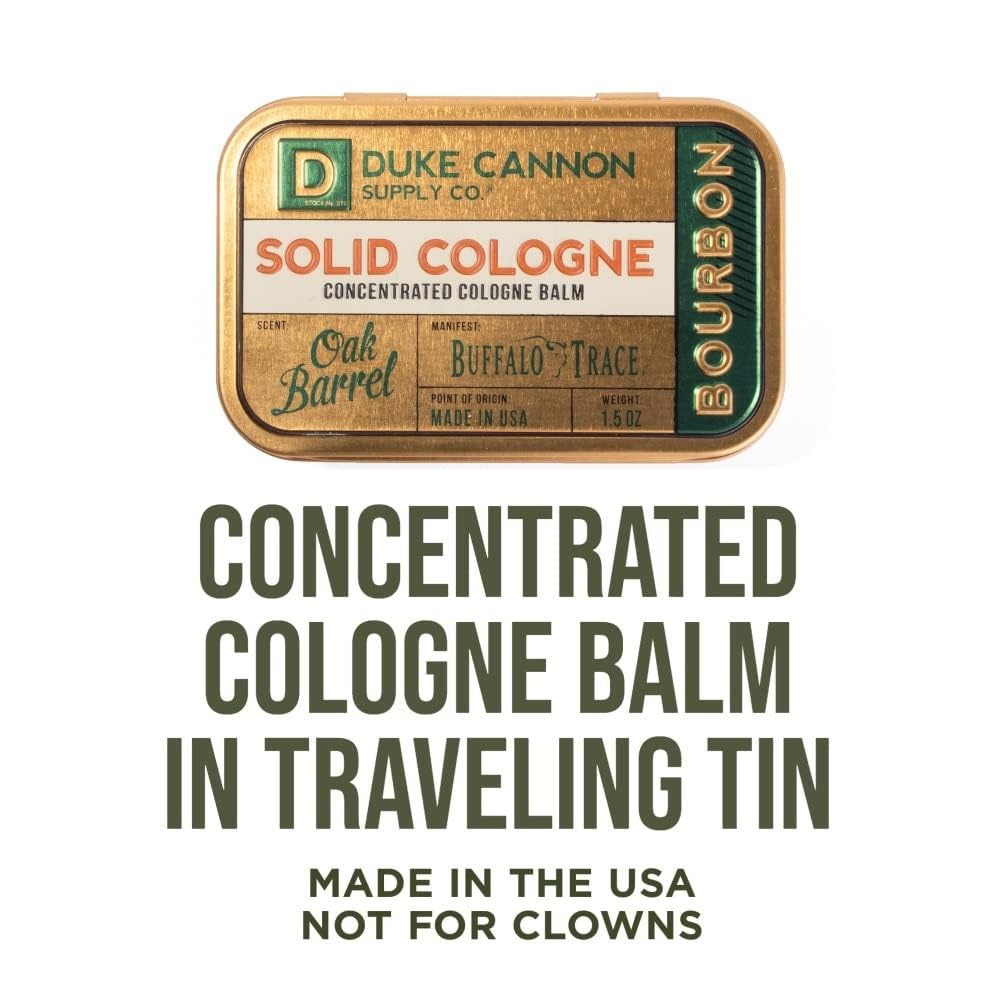 Duke Cannon Solid Cologne Bourbon – Woodsy Oak Barrel Scent, 1.5 oz