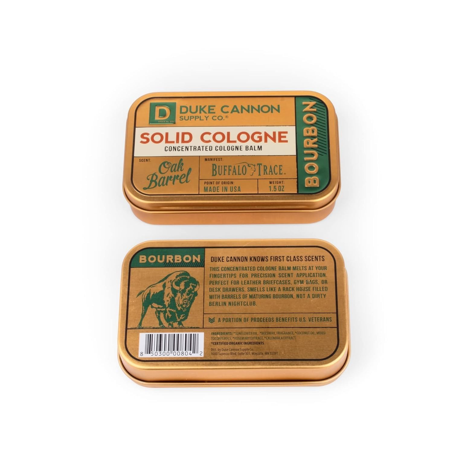 Duke Cannon Solid Cologne Bourbon – Woodsy Oak Barrel Scent, 1.5 oz
