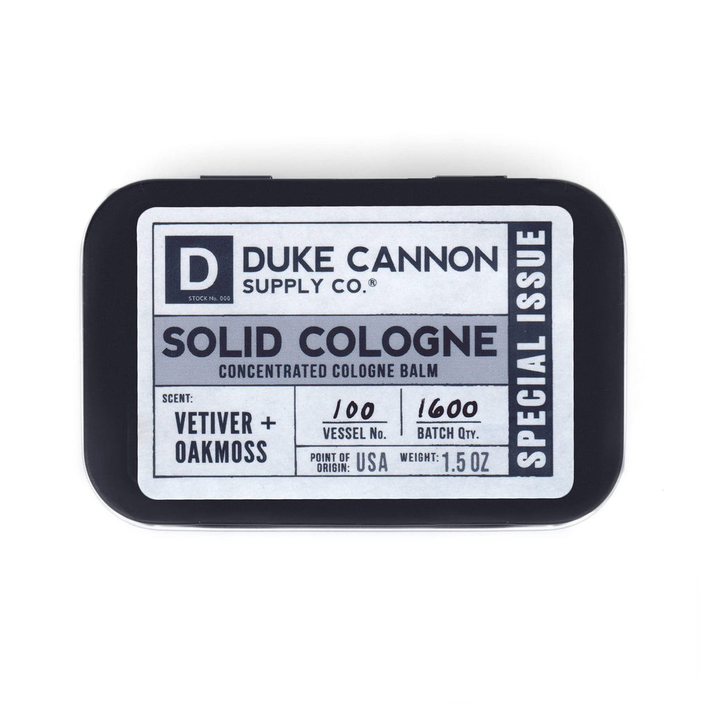 Duke Cannon Solid Cologne for Men – Vetiver & Oakmoss (Fresh Air, Sandalwood) 1.5 oz Tin, Travel-Ready Balm