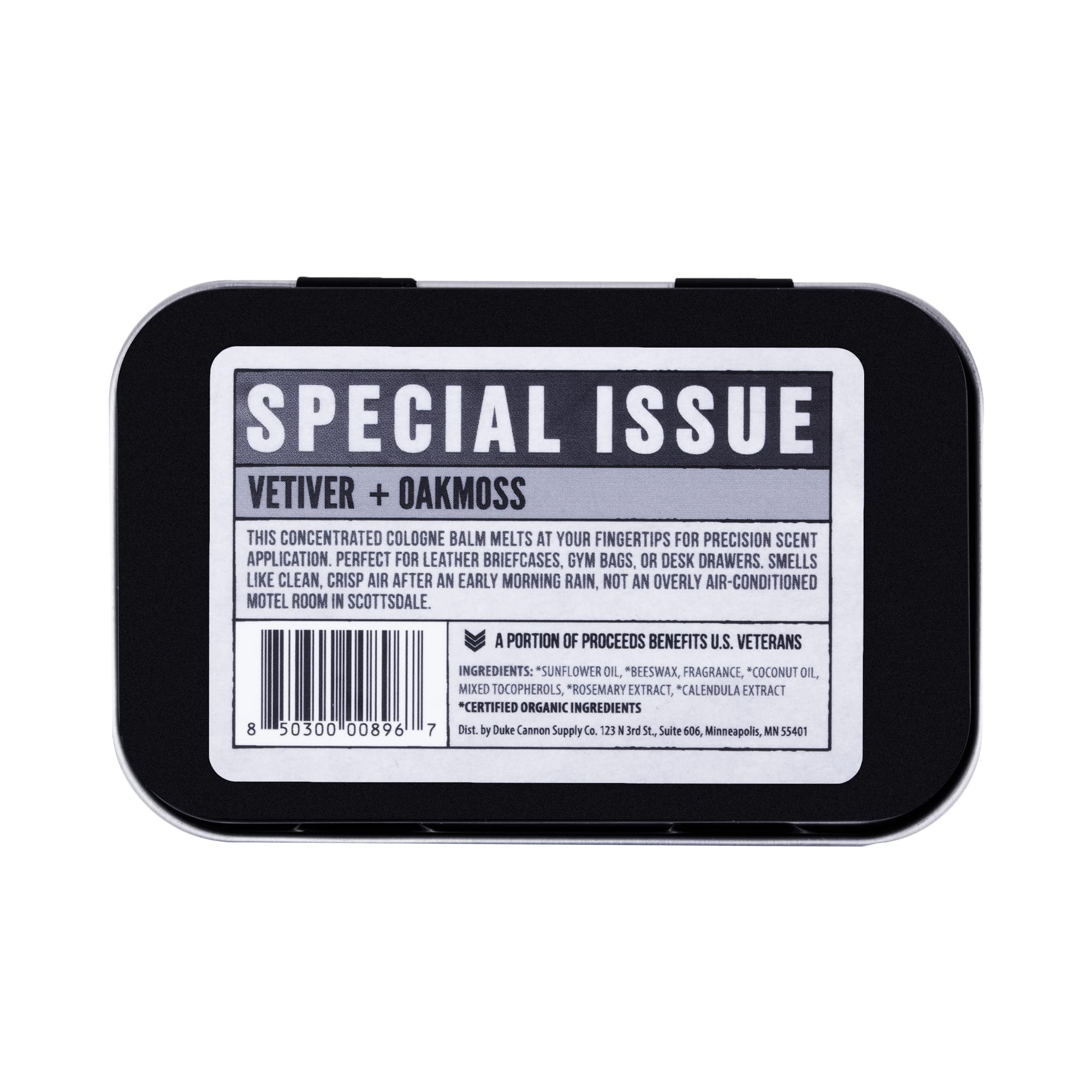 Duke Cannon Solid Cologne for Men – Vetiver & Oakmoss (Fresh Air, Sandalwood) 1.5 oz Tin, Travel-Ready Balm