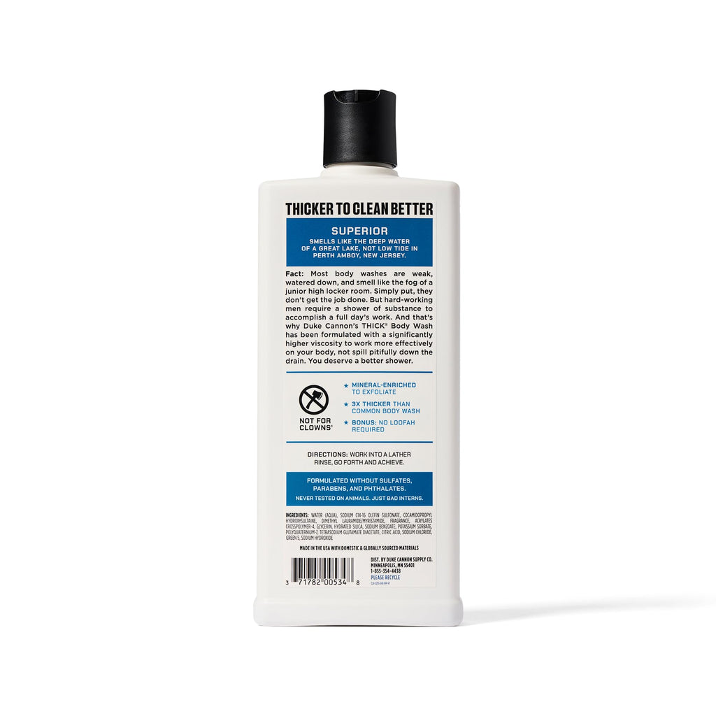 Duke Cannon Thick Body Wash – Superior Men’s Premium Body Wash, Deep Clean, 18oz, Sulfate-Free, Moisturizing Formula (3 Pack)