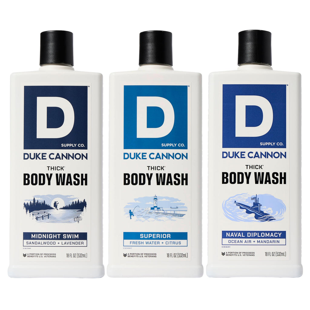 Duke Cannon THICK High-Viscosity Body Wash for Men 3-Pack – Naval Diplomacy, Midnight Swim, Superior