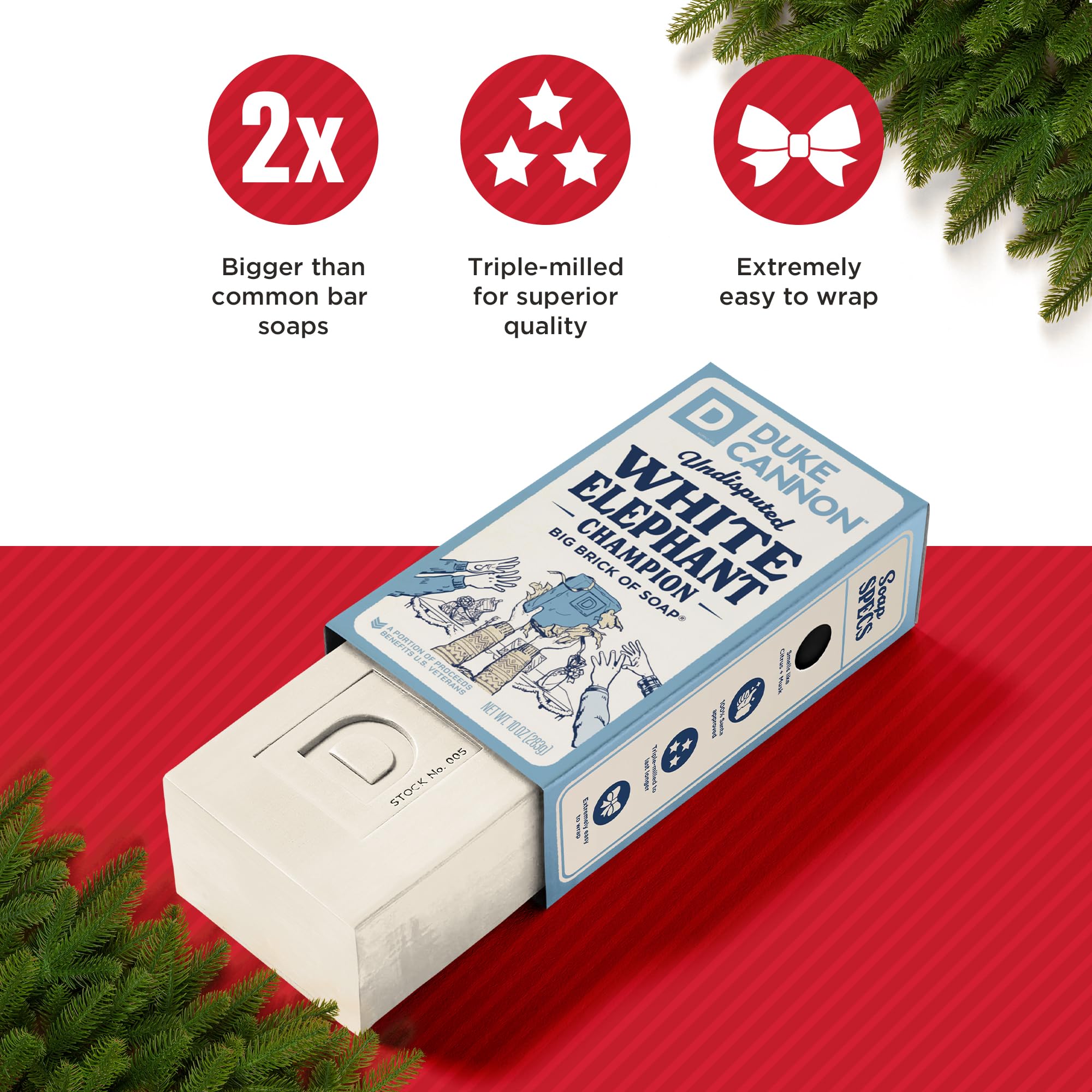 Duke Cannon Big Brick of Soap Holiday 4-Pack for Men – 10 oz Each – Long-Lasting Triple-Milled Bar Soaps in Holiday Scents