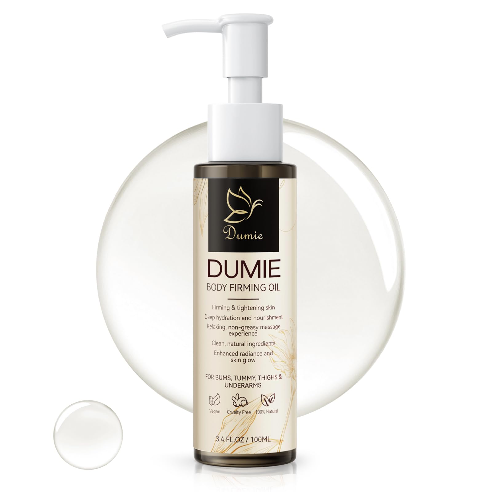 Dumie Body Firming Oil – Hydrate, Tighten & Nourish Dry Skin (3.38 fl oz)