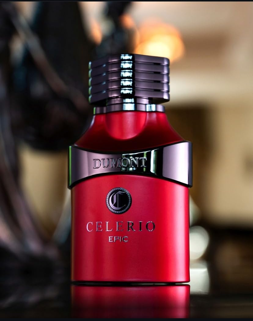 Dumont Celerio Epic Eau De Perfume – Unisex 3.4oz, Red Bottle, Long-Lasting Scent